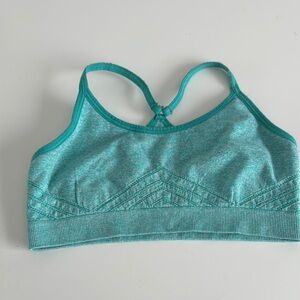 Reebok girls Teal Sports Bra. Racer back. Fun design. Size med (10-12yr)